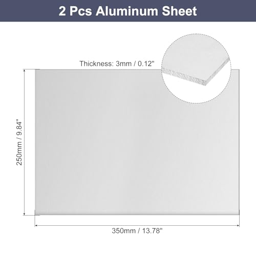 QUARKZMAN Aluminiumblech 2 Stück 350mm x 250mm x 3mm (0 12 Zoll) Dicke Quadratische 6061 Aluminiumplatte Für Industrie Silberton