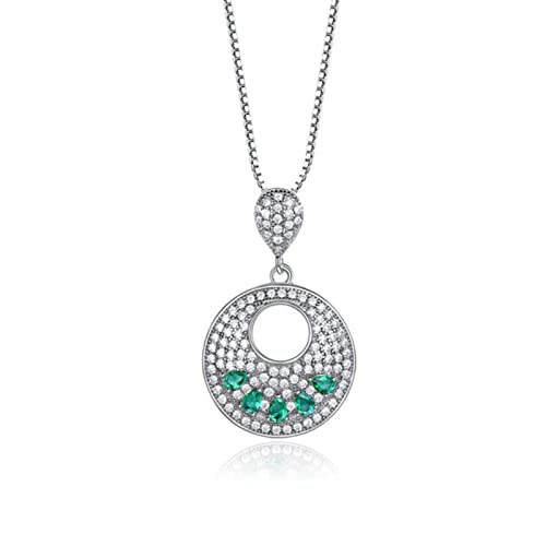 Collier nano émeraude ronde et pendentif en pierre verte pour femme