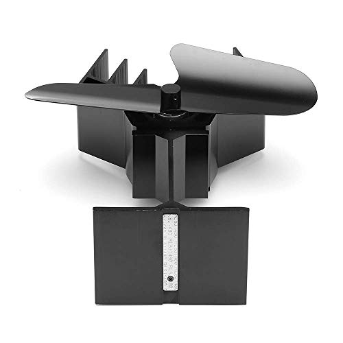 Galafire Large Airflow Heat Powered Wood Stove Fan + Magnetic Thermometer, 122°F Start Non Electric Eco Fireplace Fan For Gas/Pellet/Log/Wood Burning Stoves, Silent Operation, 2-Years, V266, Black #TOP7