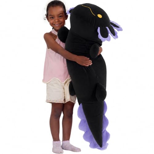 Image of BENINY Large Black Axolotl Plush Toy, 39 inch Giant Axolotl Stuffed Animal Plush, Big Toys Gift for Girls Kids, Long Squishy Pillow for Holiday Birthday Christmas