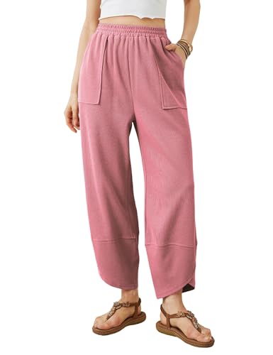 Image of Xiaoxuemeng Womens Baggy Wide Leg Pants Casual Elastic Waisted Palazzo Harem Pants with Pockets