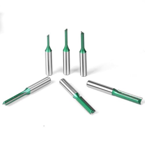 Powerruif 6 Stück 8mm Schaft Nutfräser, Holz Nutfräser Set für Oberfräse Mehrere Größen Fräser Set Router Bits Holzfräser Fräsfräser-Bits für Holz Fräser Schneiden Nutfräsen Rillenmeißel-Bits
