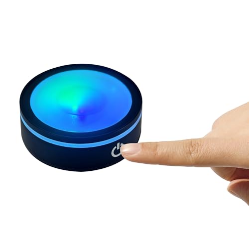 Image of LED Crystal Display Base - 6-Color Touch Light for 3D Art, Home Decor & Gifts (2.68in Round ABS, 7oz) set of 4