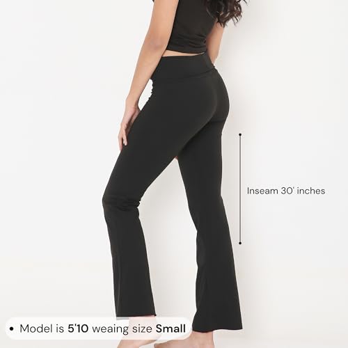 Image of Terractive Cuddle Flares for Women | TerraSoft Ultra Soft, Super Stretchy & Sweat-Wicking Flare Pants | High-Waist Tummy Tuck Workout & Lounge Pants