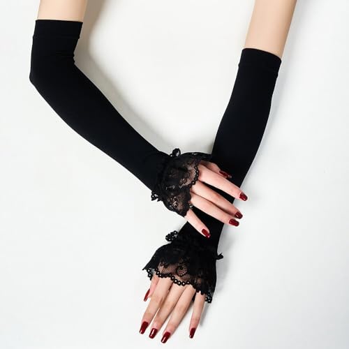 Long Lace Fingerless Gloves for Women Wedding Party Evening Driving Gloves Summer Arm Sleeves2