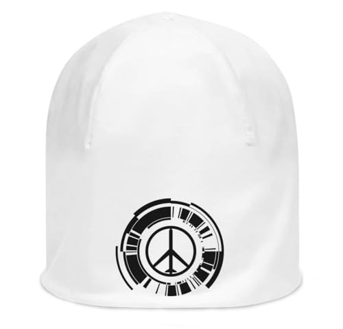 Bonnet Peace blanc en coton fin extensible et taille unique pour homme et femme