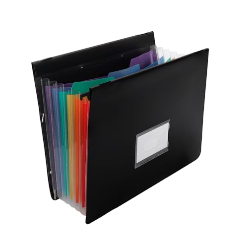 ZEONHEI 6 Stück 7 Fächer Dokumentenmappe A4 Akkordeon, Plastik A4 Hängeregister Mappen mit 7 erweiterbare Taschen und Etiketten, Regenbogen Fächermappe für Büro