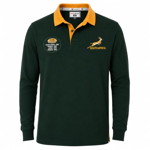 New Model UK South Africa Rugby Shirt 4 Time Winners South Africa Rugby Shirt Size S to 5XL (L Dark Green)
