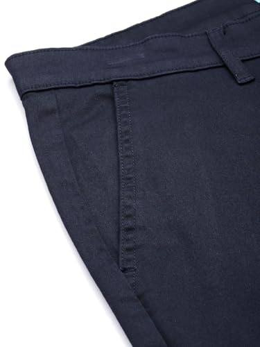 Image of The Indian Garage Co Men Regular Fit Solid Mid-Rise Stretchable Chinos