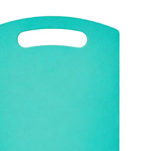Image of SNKM - Chopping Cutting Board Plastic | with Handle | for Vegetables, Fruits, Meat, Fish, Cheese & Bread | Premium Food Grade, 100% BPA-Free, Dishwasher Safe | Medium, Turquoise Blue, Set of 1