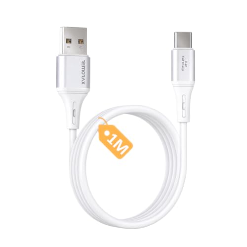 USB A-Type C Şarj Kablosu, Beyaz/Gümüş Metal, 3.1A Hızlı Şarj, Wahoo (1Ad x 1Metre Beyaz)