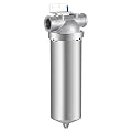 Stainless Steel Whole House Water Filter Housing for 9-3/4"-10" Length, 4.5"-5" OD, NPT Ports for Well & City Water, with Drain Valve & Double O-Ring Seal
