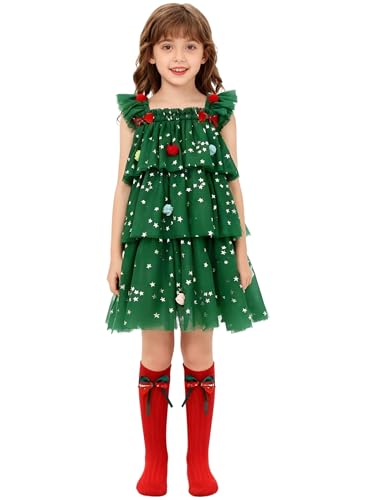 Robe de Noël bébé fille costume sapin vert robe princesse tulle fête 104-110