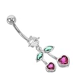 DIKACA Anillo Acero Inoxidable Diseño Cereza Joyería Piercing para Mujer Elegante y Cómodo Accesorio Único