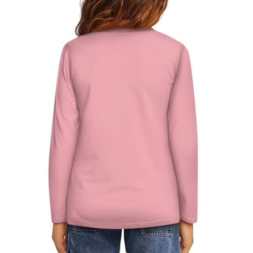 Image of Girls Long Sleeve Shirt with Cute Graphic Casual Pullover Tops 3-16Y