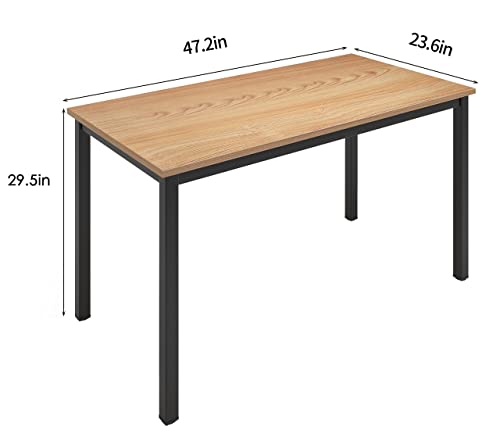 Dlandhome 47 Inches Medium Computer Desk, Composite Wood Board, Decent And Steady Home Office Desk/Workstation/Table, Bs1-120Tb Teak And Black Legs, 1 Pack #TOP2
