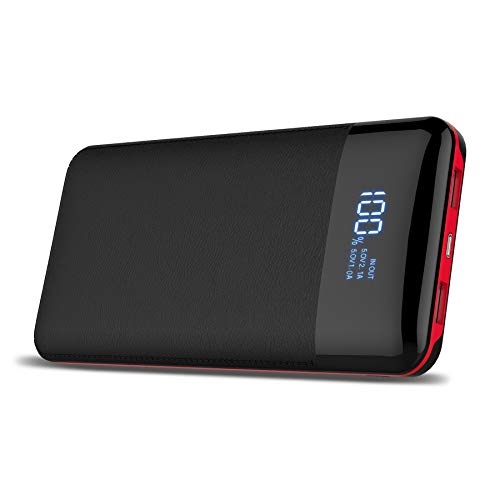 Batería extraíble portátil,Power Bank de 24000mAh con pantalla digital, alta capacidad, batería externa para iPhone X/8/8Plus, iPad Samsung Galaxy S9/S8, Tablets y mucho más(Negro)