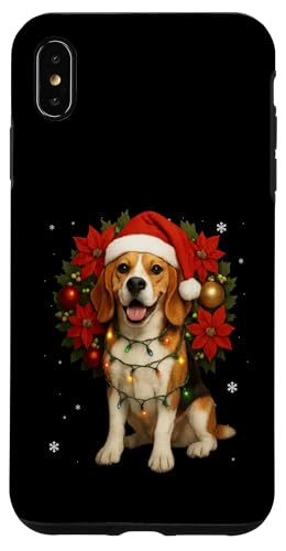 かわいいビーグル サンタハット ヤドリギ リース クリスマス 犬 スマホケース iPhone XS Max 用