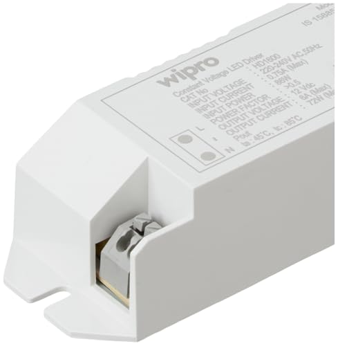 Image of wipro Polycarbonate 6 Amp LED Strip Driver | LED Strip Connector | for Indoor Strip Light, 12V DC Output (Pack of 2),White
