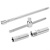 14 mm und 16 mm Zündschlüsselsatz mit flexiblem T-Griff, Chrom-Vanadium-Stahl, rutschfester eloxierter Griff, für Auto und Motorrad