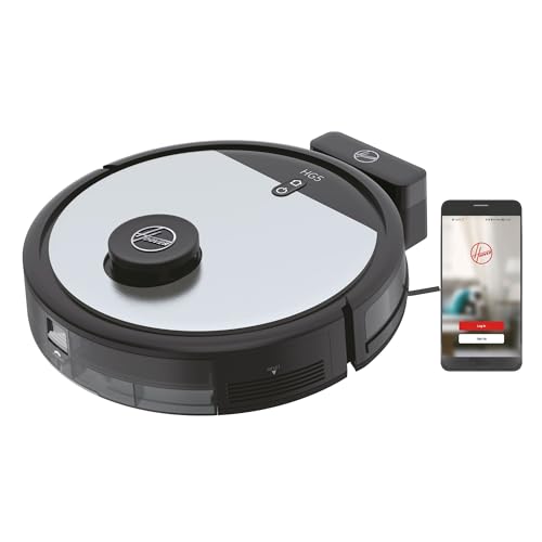 Hoover HG510D Aspirateur Robot, Navigation Laser,Grande Autonomie 90min,réservoir 0.50L,4 Vitesses,Ultra Silencieux 68 dBA,Filtre HEPA10, Station de Recharge, Application HG5 & Personnalisation