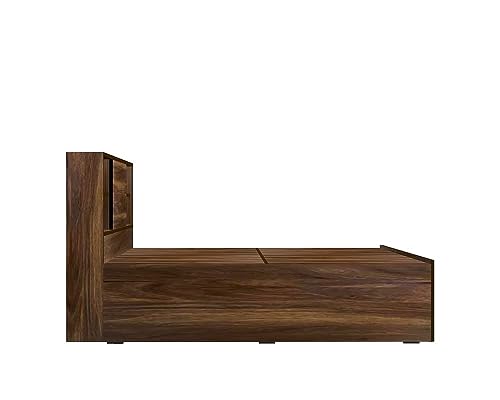 Image of Torque Magnus Engineered Wood King Size Bed with Storage and Back Storage - Brown | Wooden Palang Diwan Cot for Living Room Furniture | Double Bed for Sleeping