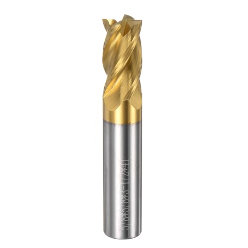 Image of uxcell Carbide Square End Mill, 5 /8 inch Diameter TiSiN Coated 4 Flutes Milling Bit Cutter, for Hardened Steel Stainless Steel Cast Iron, 5 /8 inch Shank 1-1 /4 inch Cut Length 3-1 /2 inch Long HRC55