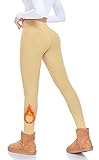 FULLSOFT Fleece Lined Leggings Women Tummy Control High Waisted Workout Winter Warm Soft Yoga Pants(Nude,Small-Medium)