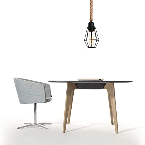 Mini lámpara colgante de estilo industrial con hierro y cáñamo para iluminación interior 2