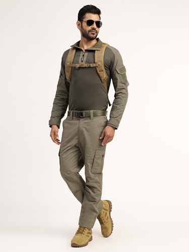 Image of MOUNTMILLER Mens Full Sleeve Ripstop Tactical Polo T-Shirt | UV Protective| Ideal for Hiking & Trekking, Outdoor