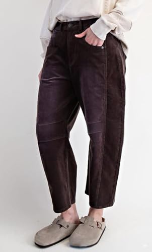 chouyatou Women's High Waisted Baggy Crop Corduroy Pants 2025 Fall Casual Barrel Harem Pants Trousers3