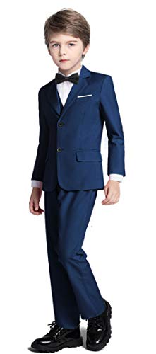 El Mejor Listado de Trajes para Niño los preferidos por los clientes. 46 Fersumm - Traje ajustado para niños, traje formal para niños, chaleco y camisa, Azul (pajarita), 2 Años
