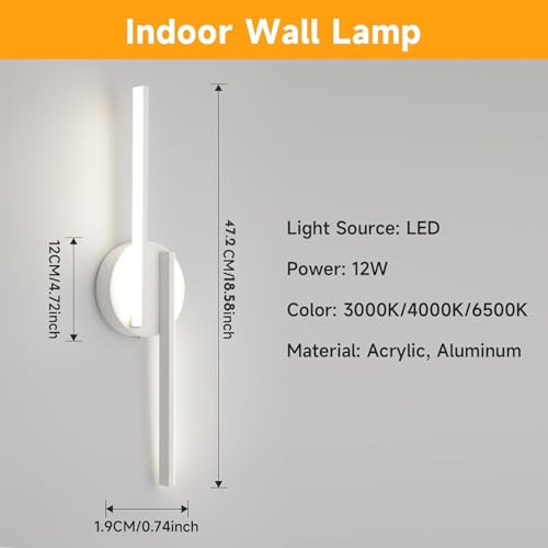 Lámpara de pared moderna LED 12W interior con tres temperaturas de color para escalera y sala 4