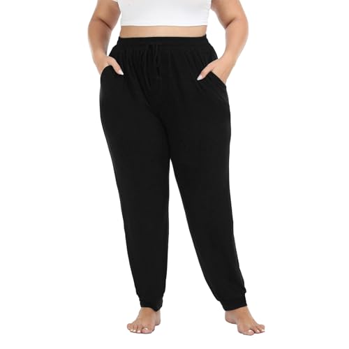 Women's Plus Size Joggers Cotton Sweatpants Casual Lounge Yoga Pants Drawstring with Pockets2