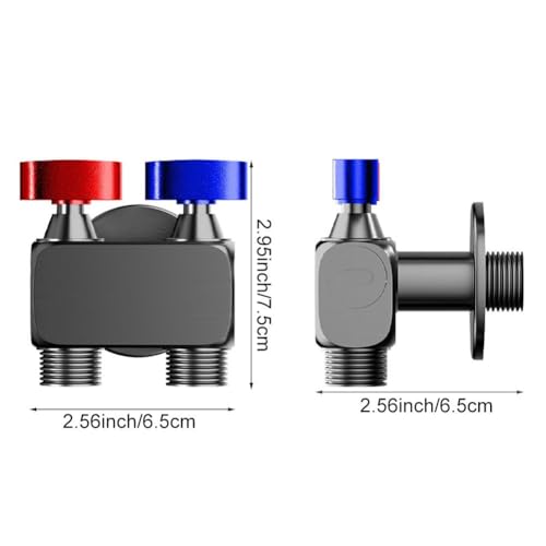 Robinet d'angle double commande 1 entrée 2 sorties en laiton chromé pour douche - 6