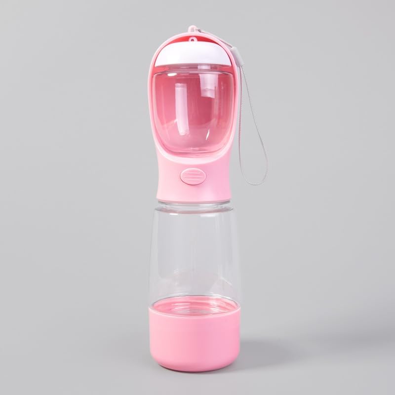 Miniatura 2 de Botella de agua multifuncional para mascotas de 13 onzas de agua + 6 onzas de alimentos, botella portátil para perrogato a prueba de fugas, con