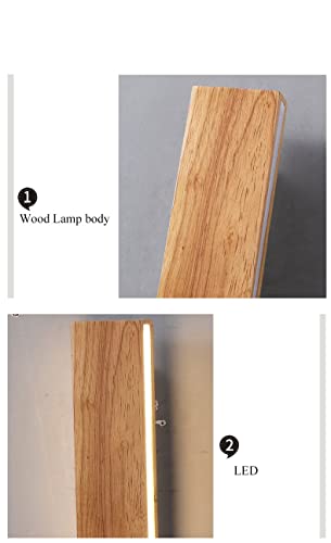 Lámpara de pared LED de madera con luz de lectura rectangular para decoración de interiores 5