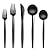 Stapava 60-Piece Matte Black Silverware Set, Stainless Steel Flatware Set for 12, Satin Finish Tableware Cutlery Utensils Set, Include Forks Spoons and Knives Set for Home Restaurant, Dishwasher Safe