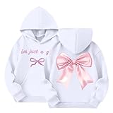 Sweatshirts And Hoodies For Teen Girls Girls Hoodies Size 14-16 Kids With Bows Fall Fashion Girl Shirts Size 7-8 Long Sleeve Winter Teen Sweaters With Pocket White 11-12 Years Soft