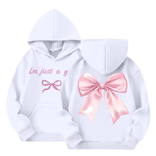 Girls Cute Hoodie Sweatshirt Hoodies Fall Loose With Bows Long Sleeve Shirt Soft Sweaters With Pocket 3-14 Yrs