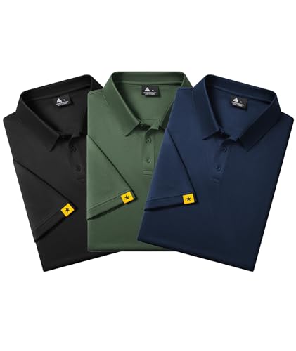 SECOOD 3Pack Polo Shirts for Men Short Sleeve Moisture-Wicking Golf Shirts Athletic Casual Collared T-Shirt - image 3