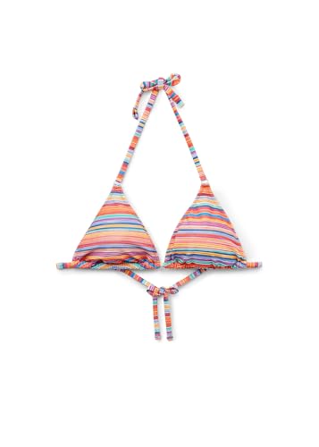 Woman's Triangle Swimsuit Top Colorful Stripes