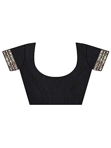 Image of AKHILAM Women's Lace Border Solid Georgette Saree with Unstitched Blouse Piece(CRNTON570 Parent)