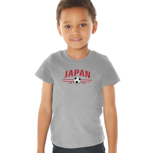 Japan Futbol World Soccer Crest with Ball Kids Tee (2) for Toddler, Grey