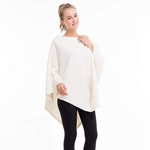 Weicher Fleece-Poncho Mit Knöpfen – Karierte Decke Als Umhang, Schal & Schoßdecke Für Zuhause, Büro & Reisen