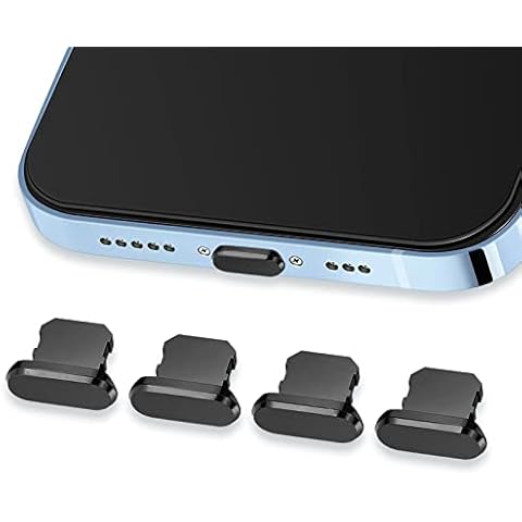 YUFFQOPC Anti Dust Plugs 4 Pieces PET Phone Dust Plug Compatible with iPhone 13/11/11 Pro/11 Pro Max/12 mini/12/12 Pro/12 Pro Max Accessories ipad Mini/Air (Black) Cover
