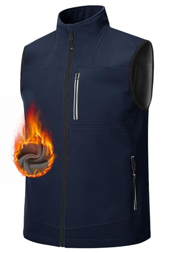 MoFiz Men's Vest Outerwear,Vest for men,Full Zip Fleece Lined Light Softshell Windproof Sleeveless Jacket for Hiking Golf