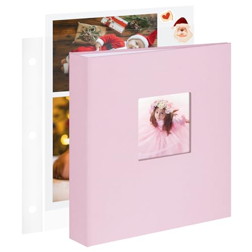 1DOT2 8.5x11 Inch 3 Ring DIY Scrapbook Photo Album Pink