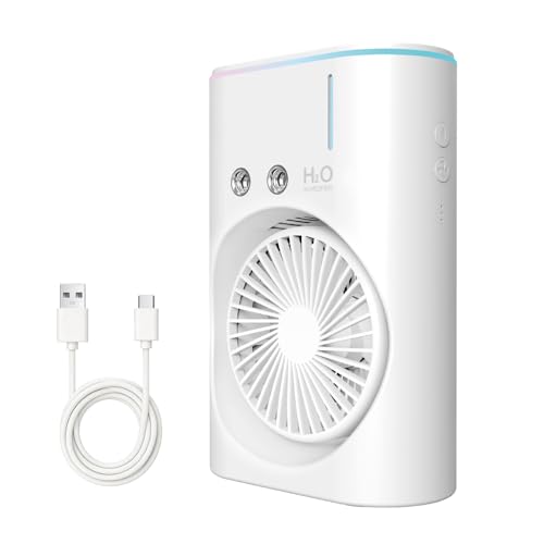 Ventilador Portátil con Nebulizador,Ventilador USB con Agua, Batería Recargable 2400 mAh, Depósito 280 ml, luz RGB, Motor Turbo Potente, para Exterior, Hogar, Patio y Viajes, Regalo Mujer y Hombre Ventilador Portátil con Nebulizador,Ventilador USB con Agua, Batería Recargable 2400 mAh, Depósito 280 ml, luz RGB, Motor Turbo Potente, para Exterior, Hogar, Patio y Viajes, Regalo Mujer y Hombre
