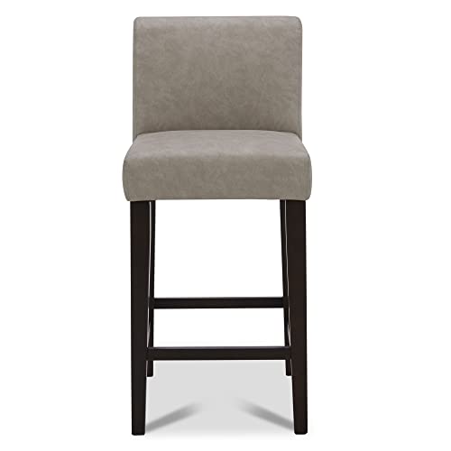 Chita Counter Height Bar Stools Set Of 2, 25" H Seat Height Upholstered Barstools, Pu Leather In Stone Grey #TOP1
